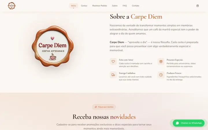 Seção 'Sobre a Carpe Diem' com o selo da marca