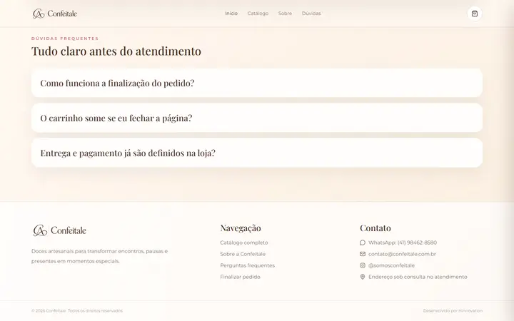 Perguntas frequentes sobre pedido, carrinho, entrega e pagamento