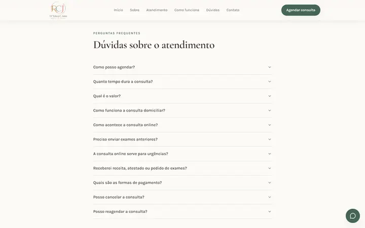 Lista de perguntas frequentes sobre o atendimento