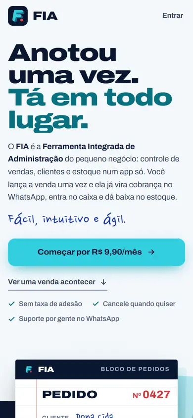 Página inicial do FIA no celular