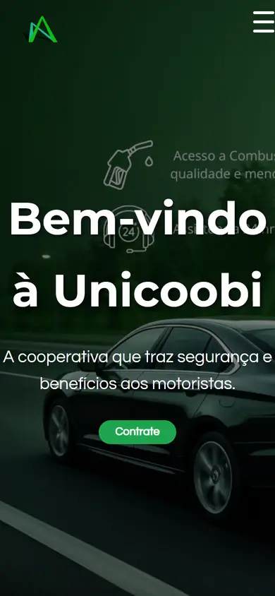 Página inicial da Unicoobi no celular